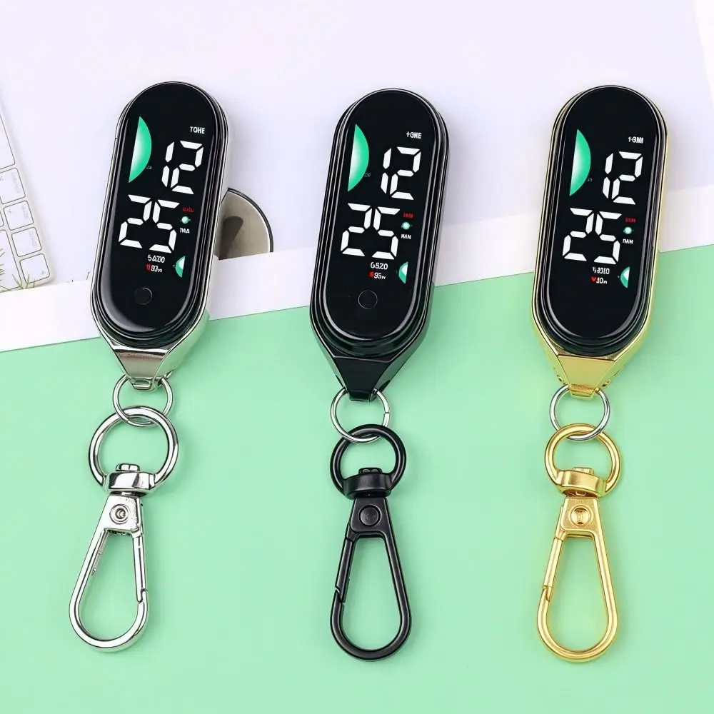 LED Electronic Hanging Watch Portable Digital Display Pocket Watch Waterproof Carabiner Luminous Pocket Watch Kids Adults