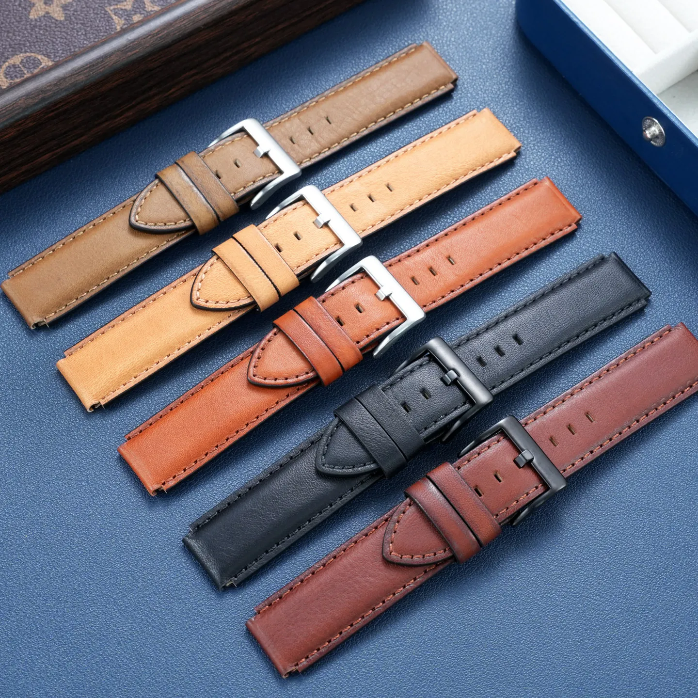 Cowhide Leather Watch Strap for Casio small square A158/A159/A168/AE1200 retro Convex Mouth leather waterproof watch strap