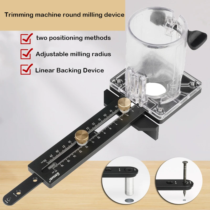 Electric Trimming Machine DIY Tool With Scale Fence Woodworking Round Cutting Fixture Wood Milling Round Groove Base