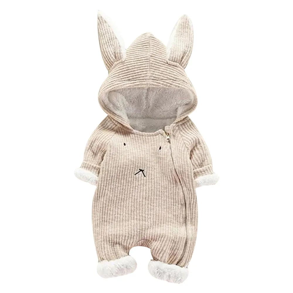 Baby Jumpsuit Winter Newborn Warm Crawling Suit Newborn Infant Baby Boy Girl Cartoon Hooded 3D Ear Romper Jumpsuit Clothes