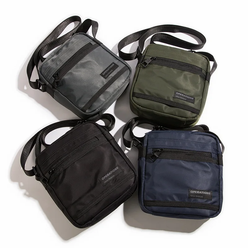 Vertical square shoulder bag waterproof Oxford cloth portable mobile phone storage multi-pocket lightweight men's crossbody bag