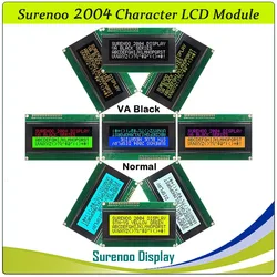 Surenoo 204 20X4 2004 Módulo LCD de caracteres Pantalla LCM VA Negativo Negro con retroiluminación LED blanca, azul, naranja y verde