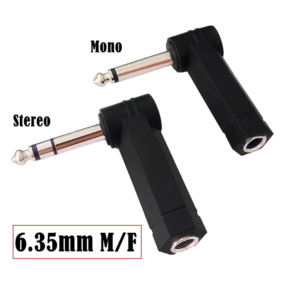6.35mm Male to Female TS Mono Stereo Audio Connector Right Angle Speaker Guitar Headphone Cable Adapter for Speaker Studio