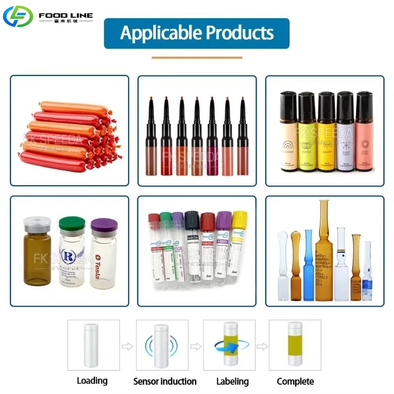 Customize Horizontal Full Automatic Small Round Bottle High Speed Labeling Machine for Pen/blood Tube/syringe/ampoule