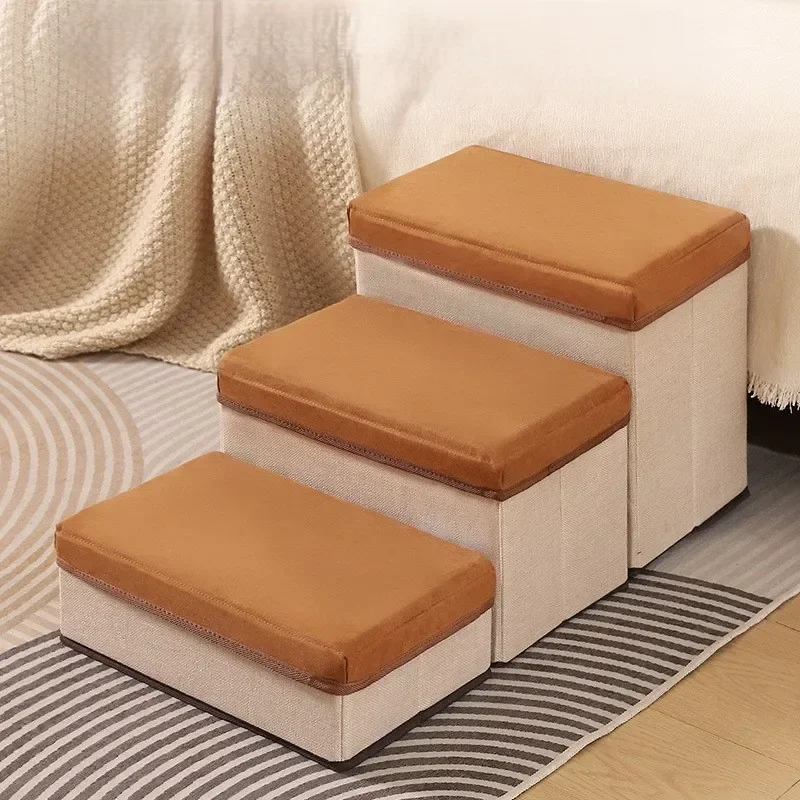 

Foldable Pet Steps with Anti-Slip Surface - Zippered Storage Sofa Stairs for Dogs/Cats, Portable Ramp for Beds/Couches