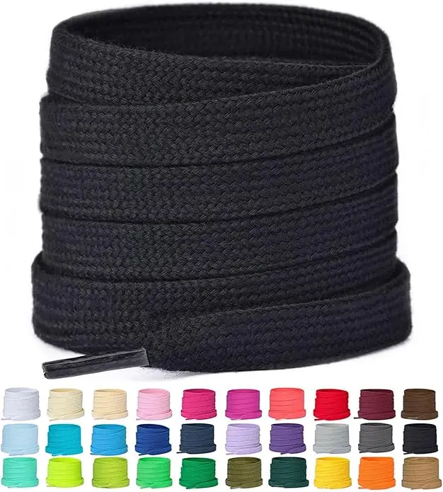 1CM Wide Flat Shoelaces - Wear Resistant Colorfast Braided Laces - Durable Replacement Shoelaces for Sneakers Boots Casual Shoes