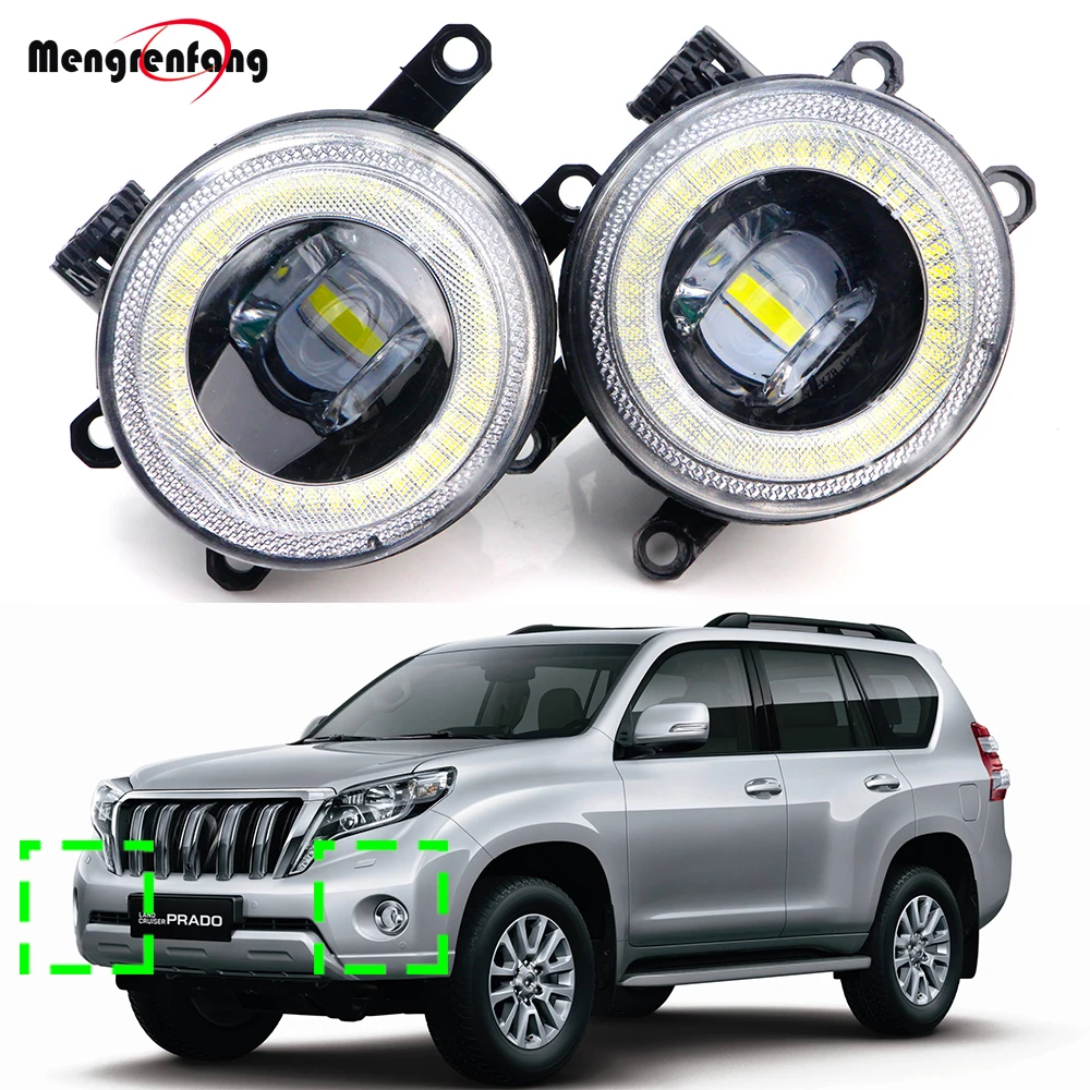 2 X Angel Eye LED Lens Fog Light DRL Assembly For Toyota Land Cruiser Prado J150 2010-2022 30W Car Front Fog Lamp Daylight H11