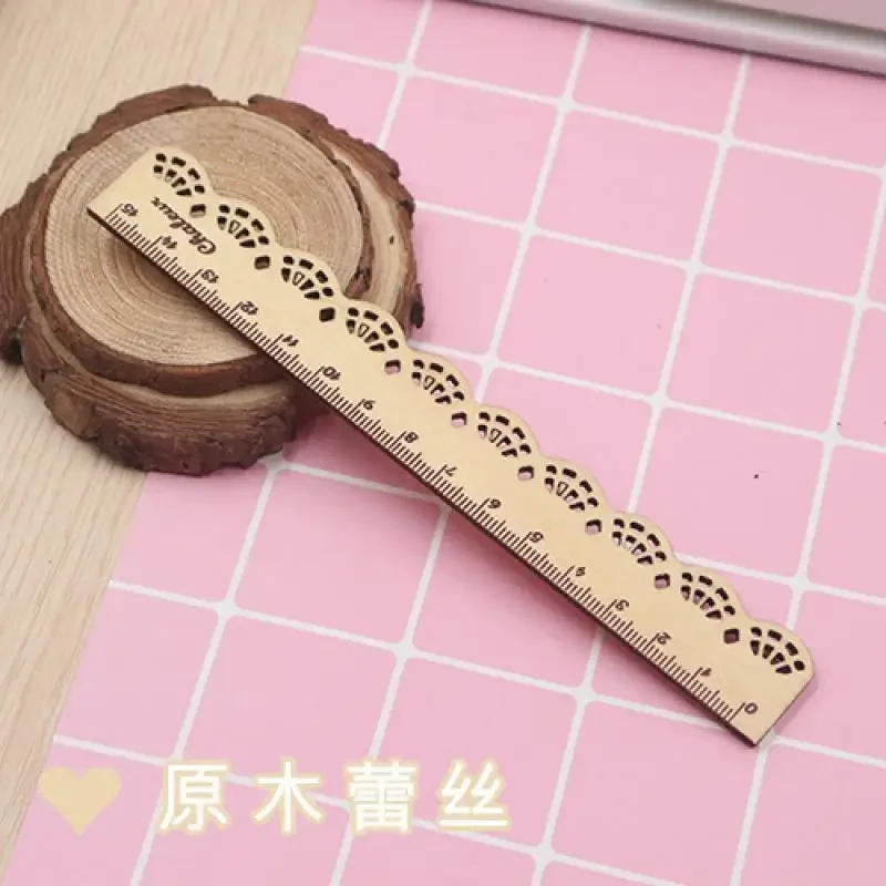 Cute Retro Lace Log Ruler 15Cm Student Ruler School Accessories