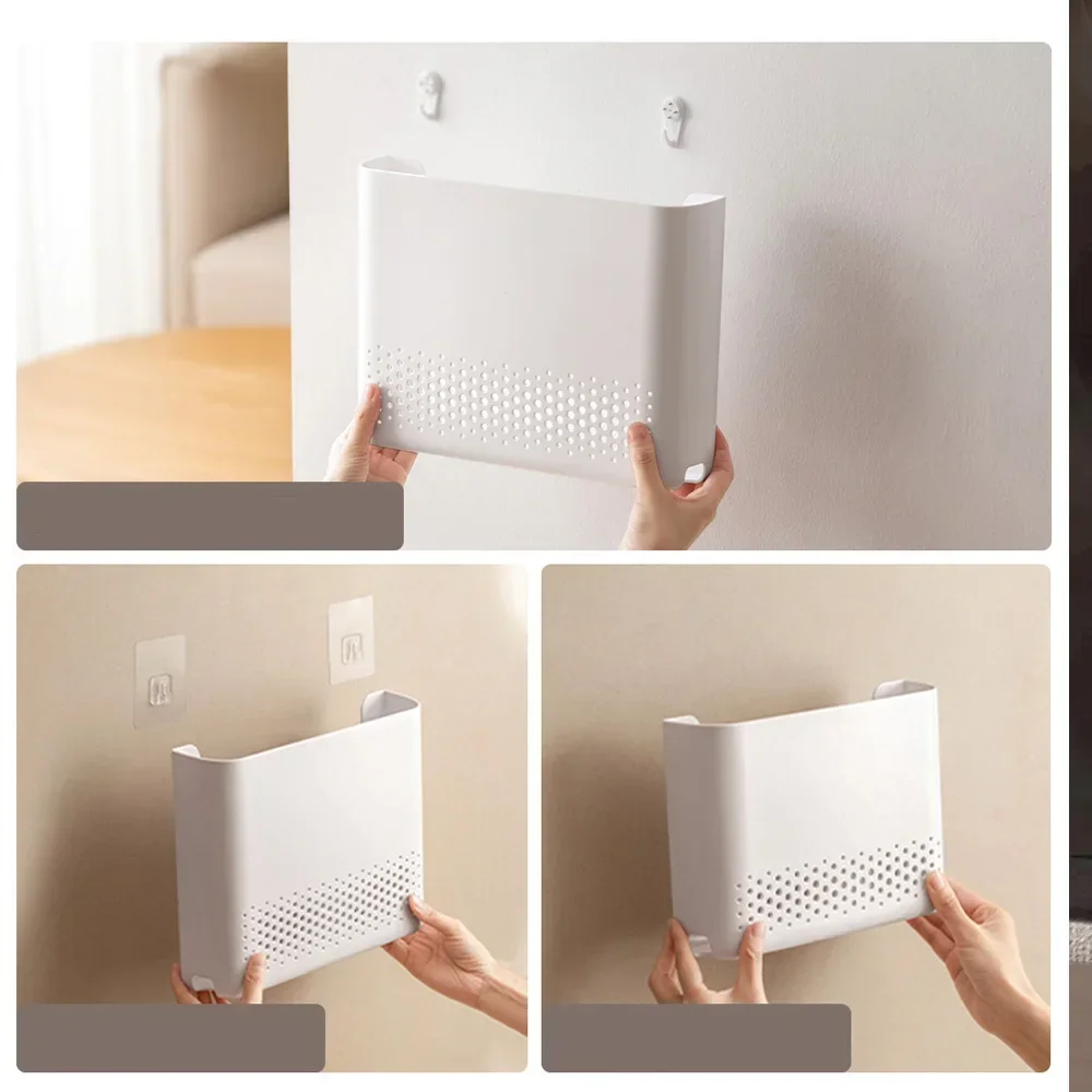 Router Storage Box Storage Racks Punch Free Wall Mounted Living Room Organizer WiFi Hider Wall Hanging Rack Headboard Shelf view 6