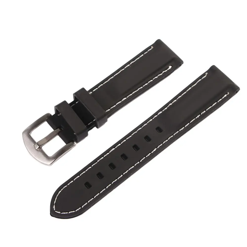 Blcak العالمي 20mm 22mm 24mm مطاط مقاوم للماء الرياضة حزام الساعات حزام الساعة Accs #6