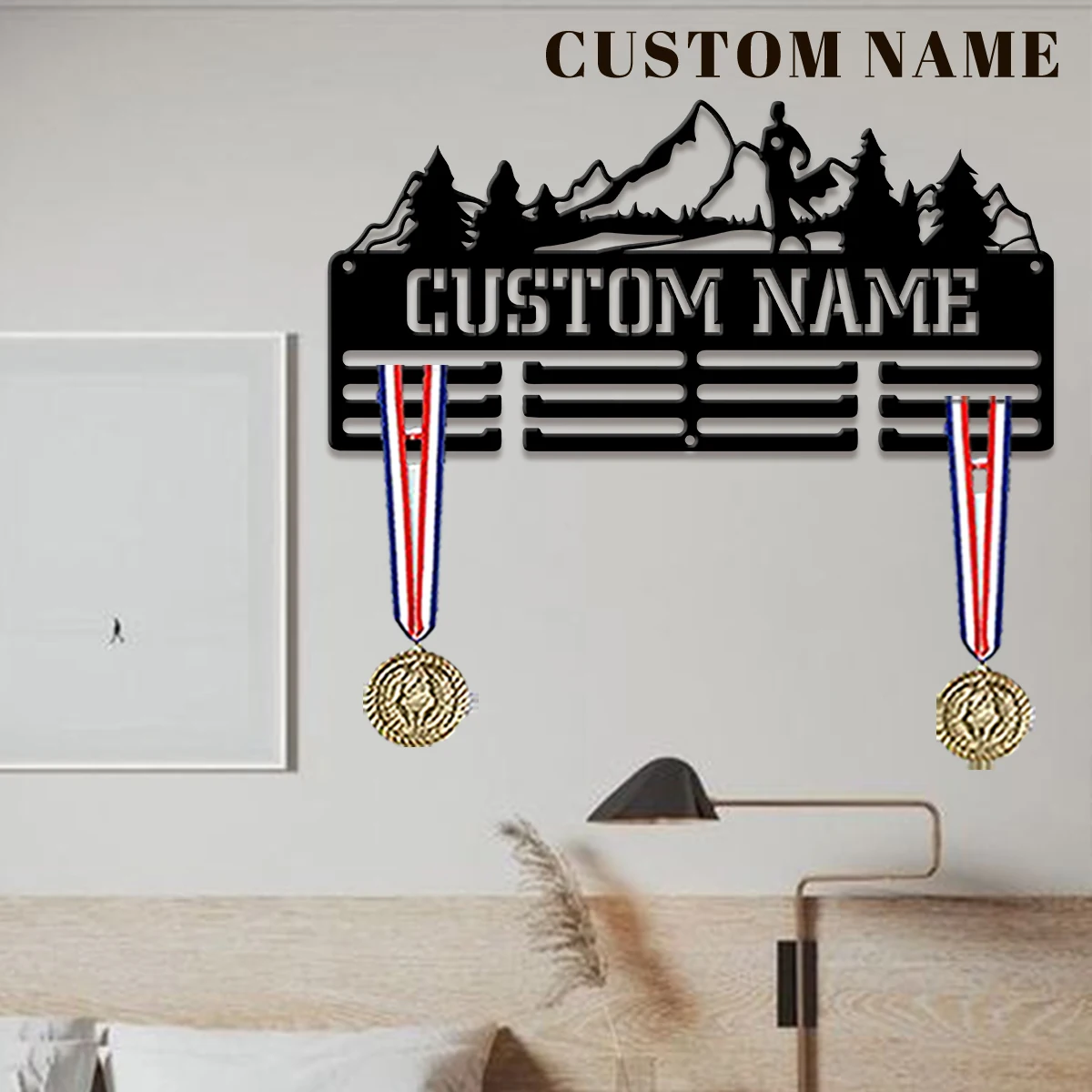 Custom Marathon Metal Medal Display Rack, Valentines Gift, for Room Decor, Suitable for Basketball, Football Exercise view 3