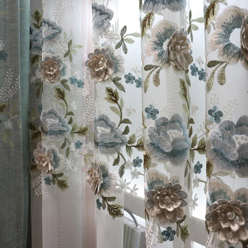 

Snow Neil Embroidered Curtain Cloth Bedroom Girl Room Korean Curtains for Living and Bedroom