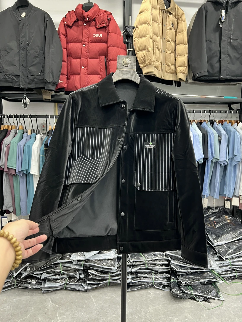 

Casual ort Coat Jaet for Men Anti-Wind Skin-friendly Feel Stand Collar Single Button Thiened Long Sve Youth Outerwear