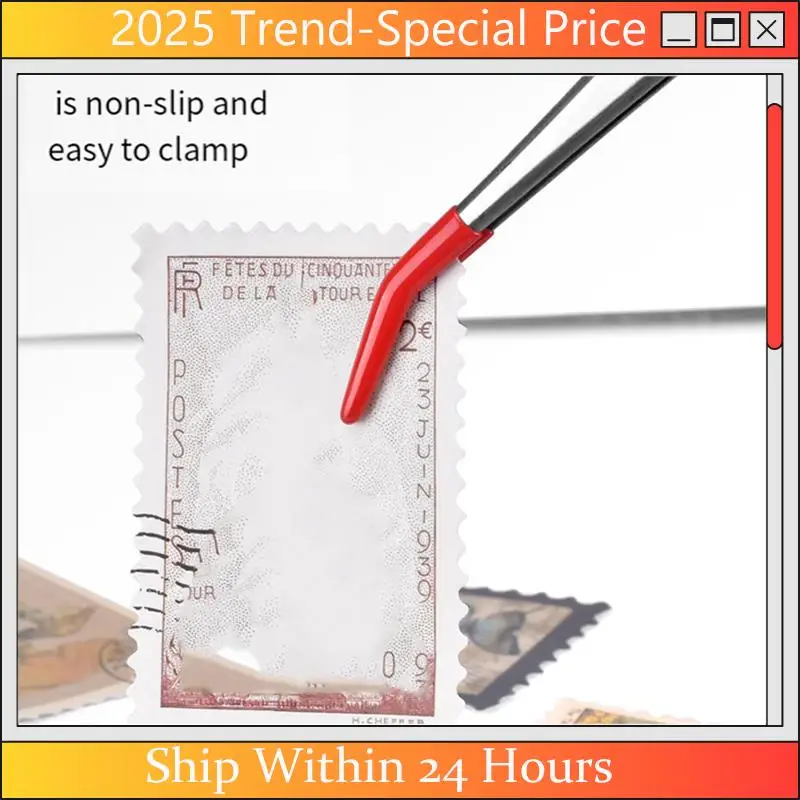 

The New 2Pcs Bent Tweezers With Rubber Tips, Curved Flat Tip Tweezer Stainless Steel Angled Grip Gem Stamp Sticker