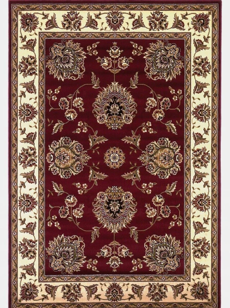 

Durable 2'x8' Carpets for Living Room Red or Ivory Floral Bordered Runner Rug Home Bedroom Decoration