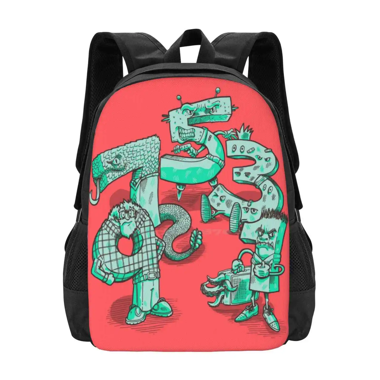 Odd Numbers Hot Sale Schoolbag Backpack Fashion Bags Odd Numbers Pink Green Monster 1 3 5 7 9