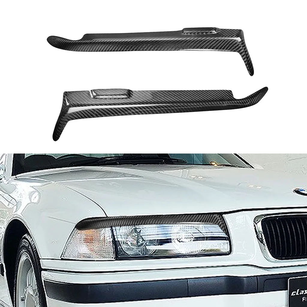 

Car Front Headlight Eyebrow Eyelids Stickers For BMW E36 1992 1993 1994 1995 1996 1997 1998 Real Carbon Fiber