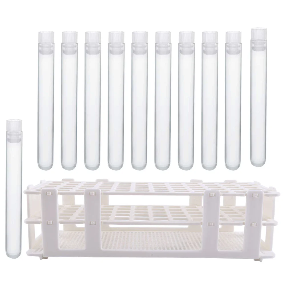 

60 Pcs Test Tube Plastic Scientific Disposable Experiment Decoration Rack Beads