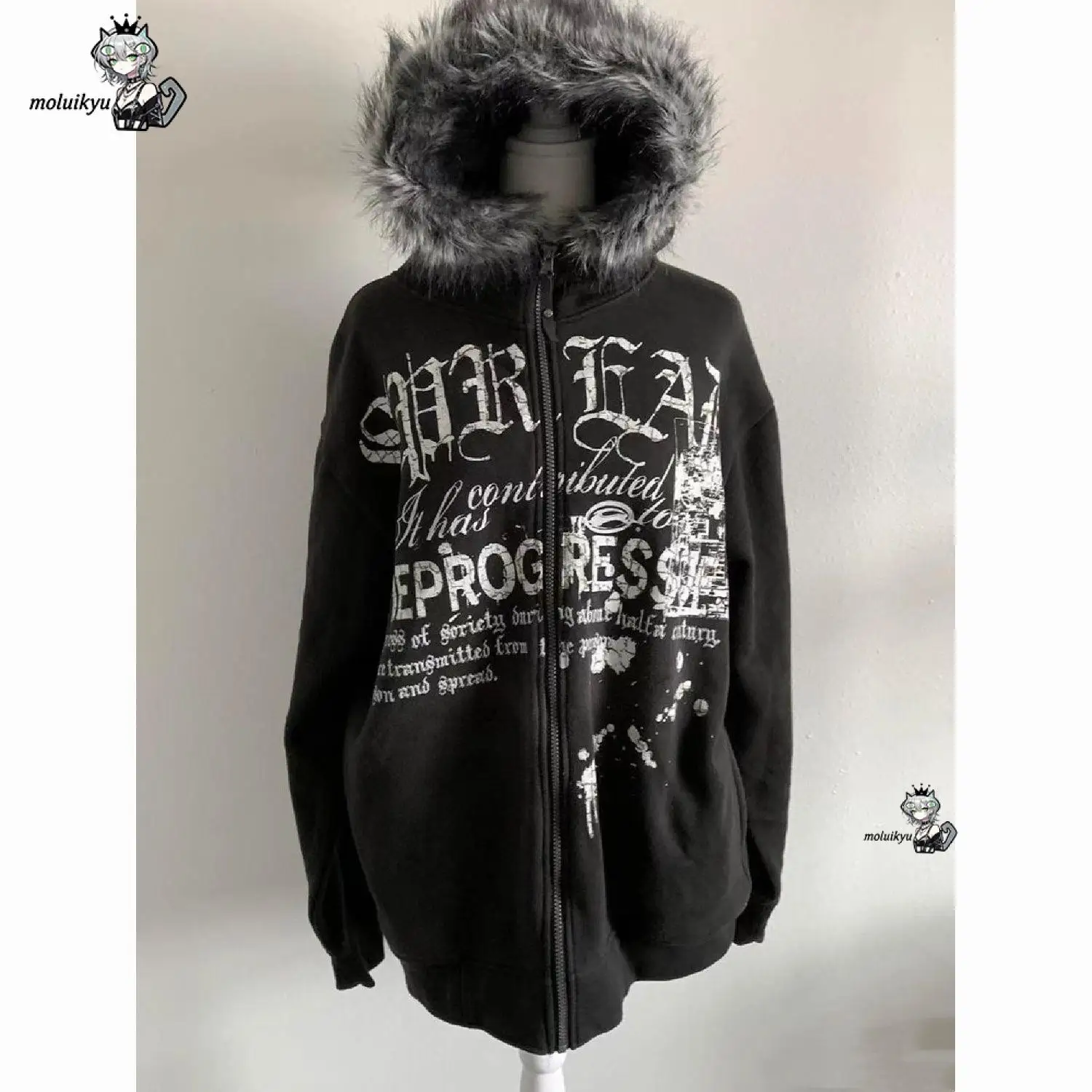 American Fashion New Cardigan Sweater Skull Print Hoodie Women Y2K Vintage Rock Hip Hop Gothic Popular Casual Harajuku Sweater