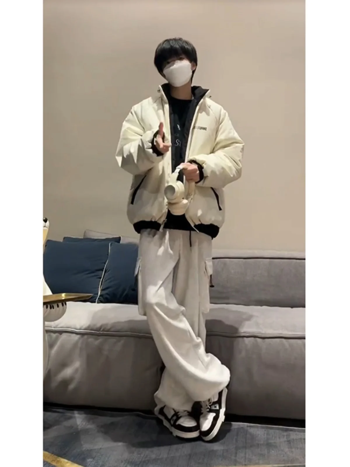 

White Men's Casual Pants Dra Sensation Large kets Youth Sle American Design Workwear Trousers Autumn Spring Faion