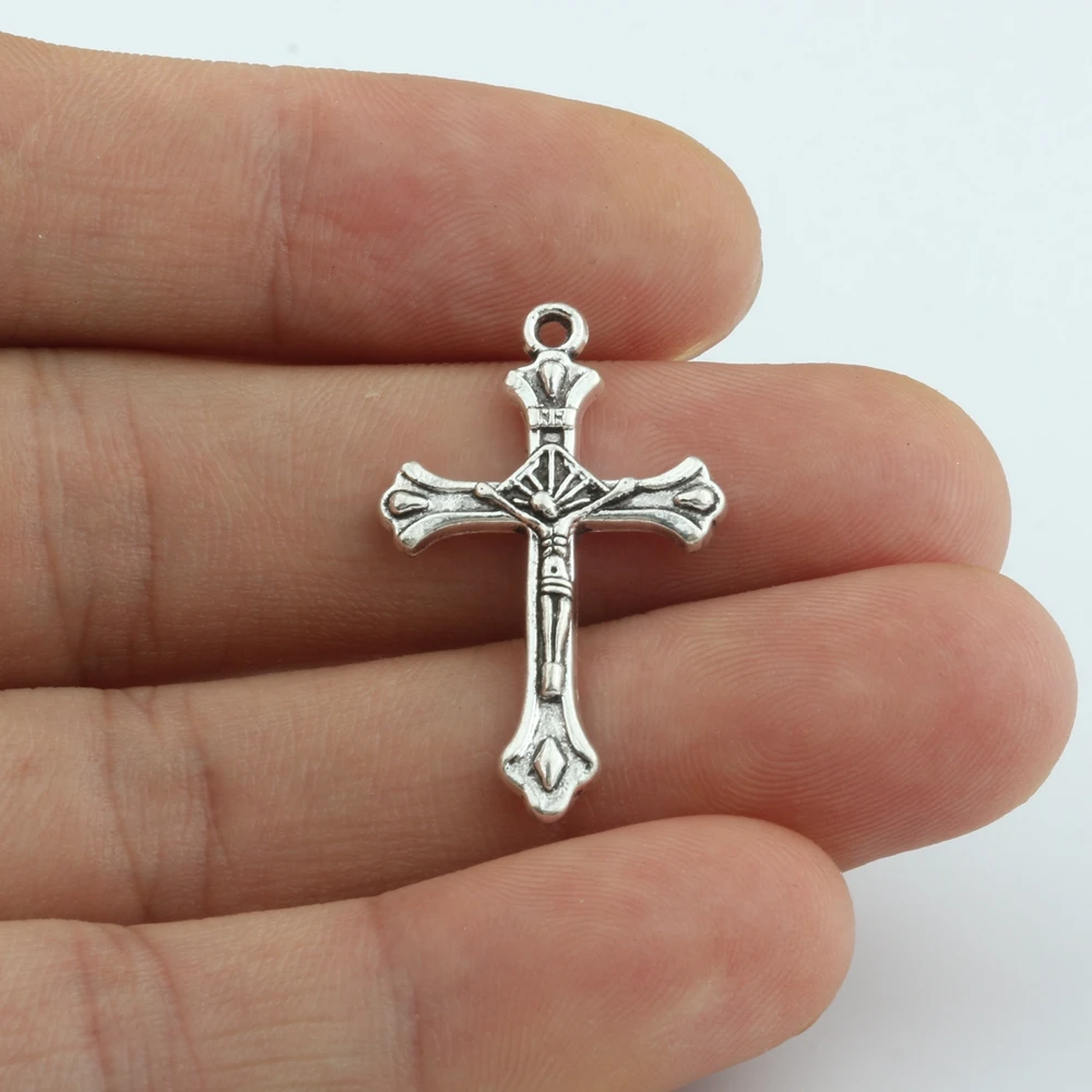 100Pcs Alloy Jesus Crucifixion Cross Charm Pendants For Jewelry Making Bracelet Necklace DIY Accessories 20x33mm A-492