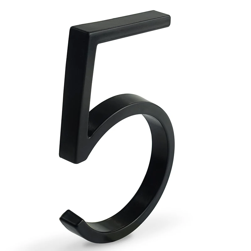 1 st 125mm Drijvende Huisnummer Outdoor 5 inch Zwart Zinklegering Brief Appartement Deur Nummers Mailbox Adres teken # 0-9