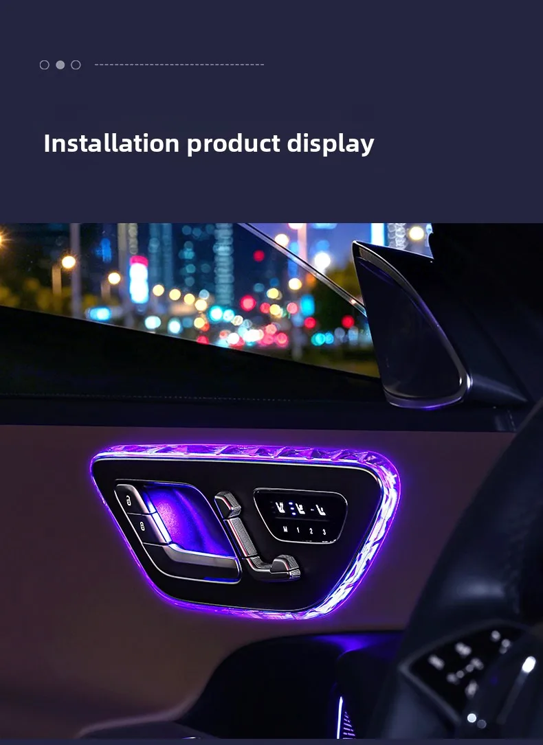 4 Stück RGB LED Kristall-Türgriffrahmen-Zierleisten für Mercedes-Benz C E GLC S Klasse W206 W214 X254 W223, Innenraum-Atmosphärenbeleuchtung – Detail 14