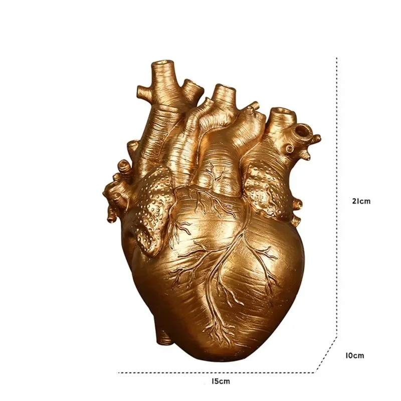 Wholesale Modern Flower Bud Vase Decorative Anatomical Heart Shaped Resin Vases Home Decor