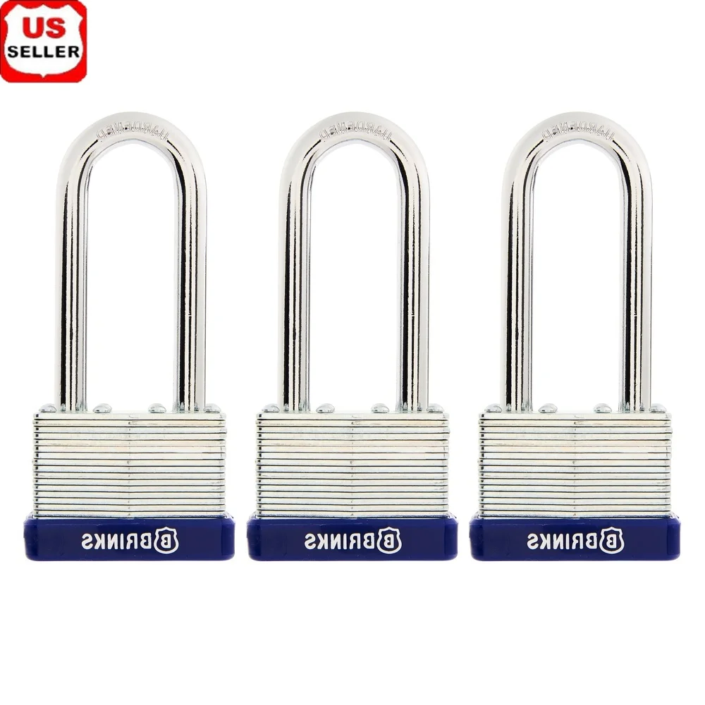 

Laminated Steel Keyed Padlock 44mm 3 Pack Cut Resistant Pry Resistant Security Lock with Blue Bumper Gates Sheds Garages Lockers