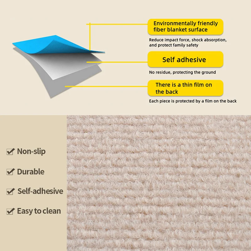 Kaguyahim 10Pcs/20Pcs Carpets Self-Adhesive Floor Mats Tiles Stickers Square Peel And Stick DIY Home Wall Tiles Hallway Indoor