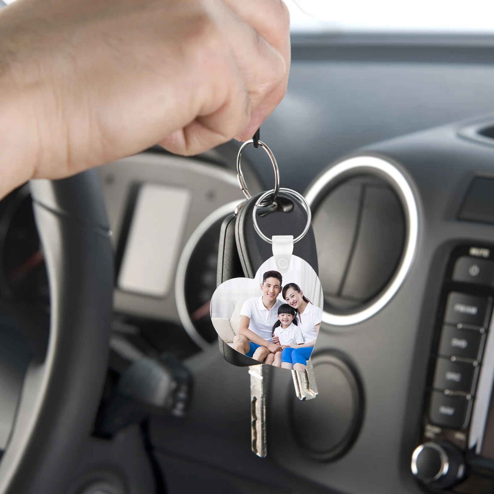 10 قطعة سلسلة المفاتيح على شكل قلب الفراغات التسامي Craft بها بنفسك الحرفية حلقة رئيسية قلادة الزخرفية نقل الحرارة لحقيبة العلامات حلية