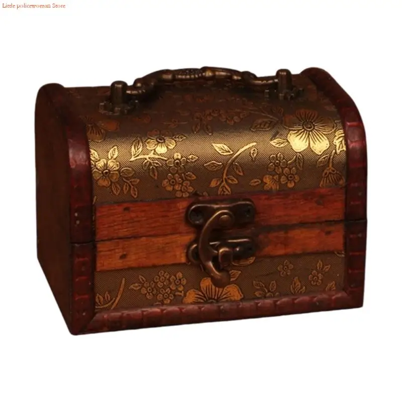 F92D علبة مجوهرات مقاومة للصدأ صندوق مجوهرات متعدد الوظائف مصنوع من الخشب والجلد مناسب للسفر وعرض المنزل #5