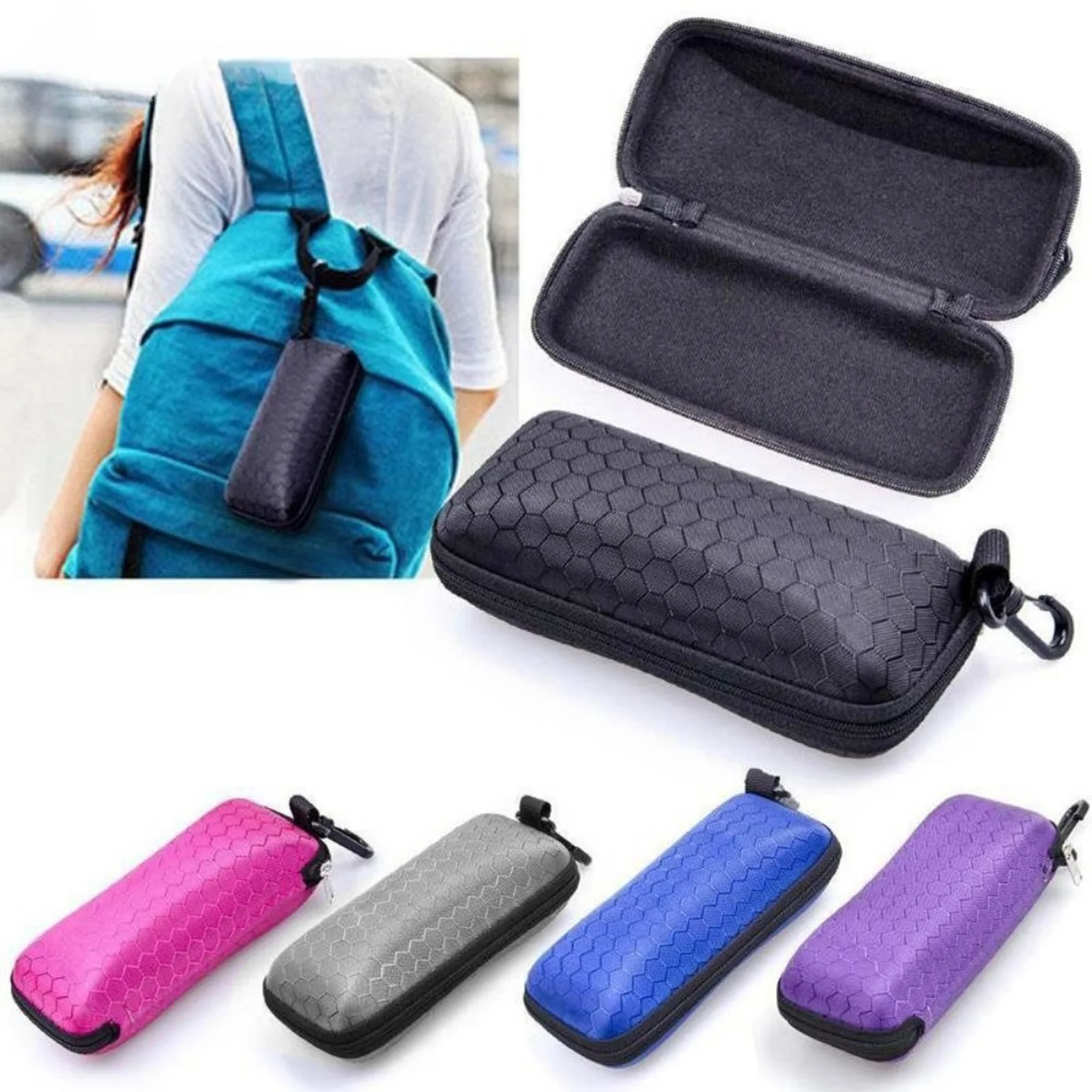 Durable Sunglasses Storage Bag EVA Portable Zippered Glasses Case Gift for Birthday New Year Christmas