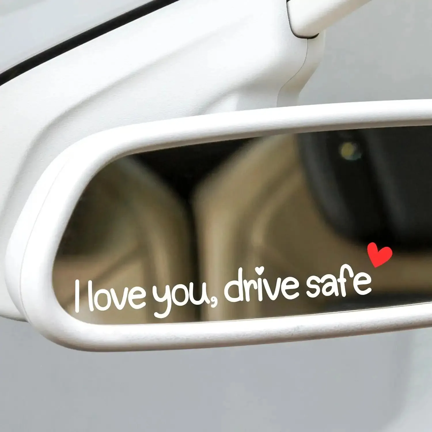 

Cute Decal for Women Car Rearview Mirror Decor "I Love You Drive Safe" Heart Vinyl Stickers Black Red