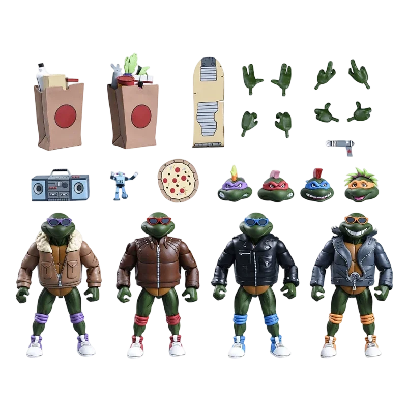 Op voorraad: ECA 54381 TMNT Cartoon Punk Turtles, set van 4, 7 inch actiefiguren, officieel gelicenseerd verzamelmodel.
