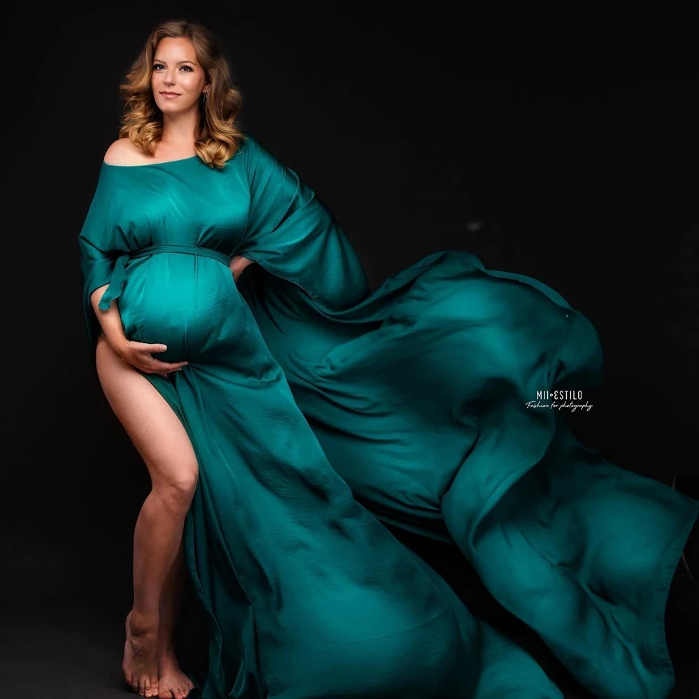 Vestido de satén de seda para fotografía de maternidad, capa de tul, tela de gasa, ideal para sesión de fotos de bebés