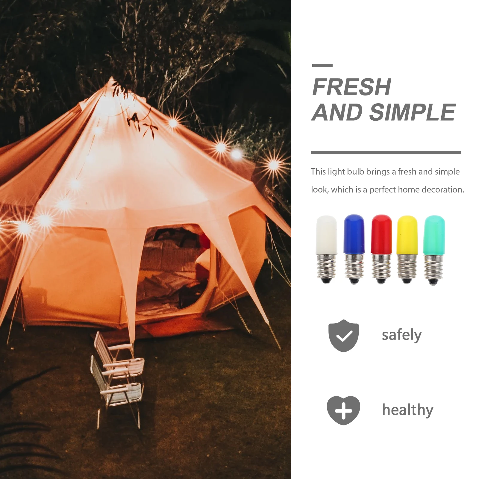 

5Pcs Colorful LED Bulbs E14 Energy Efficient Cool Daylight for Outdoor Patio Bedroom Lamp Replacement Market Night Decoration