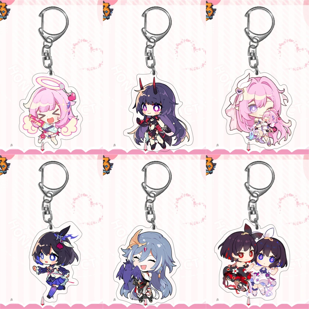 Anime Game Honkai Impact 3 Acrylic Keychain Cosplay Figure Elysia Cartoon Double-sided Pendant Keychain Bag Decoration Gift
