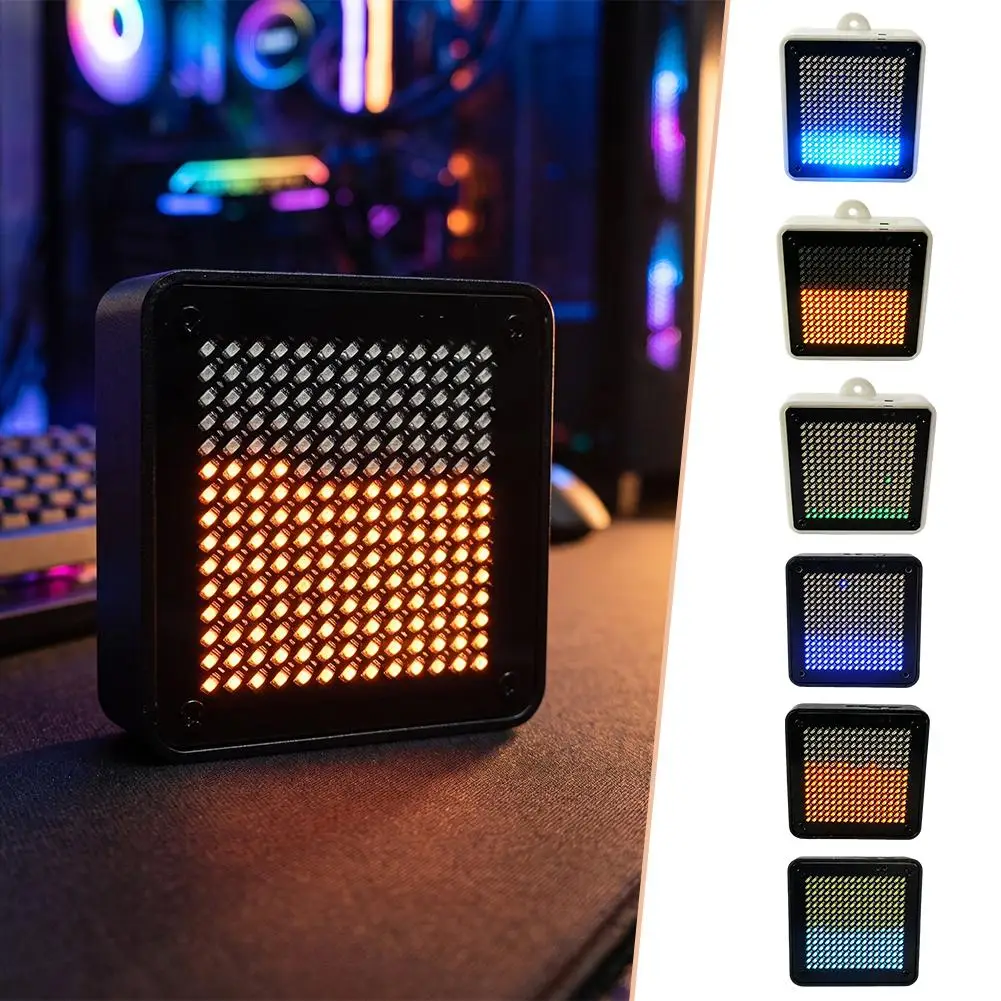 Portable LED Pixel Display Light Mini Square Programmable Text Animation Lamp USB Powered Desktop Gaming Room Healing DIY Gift