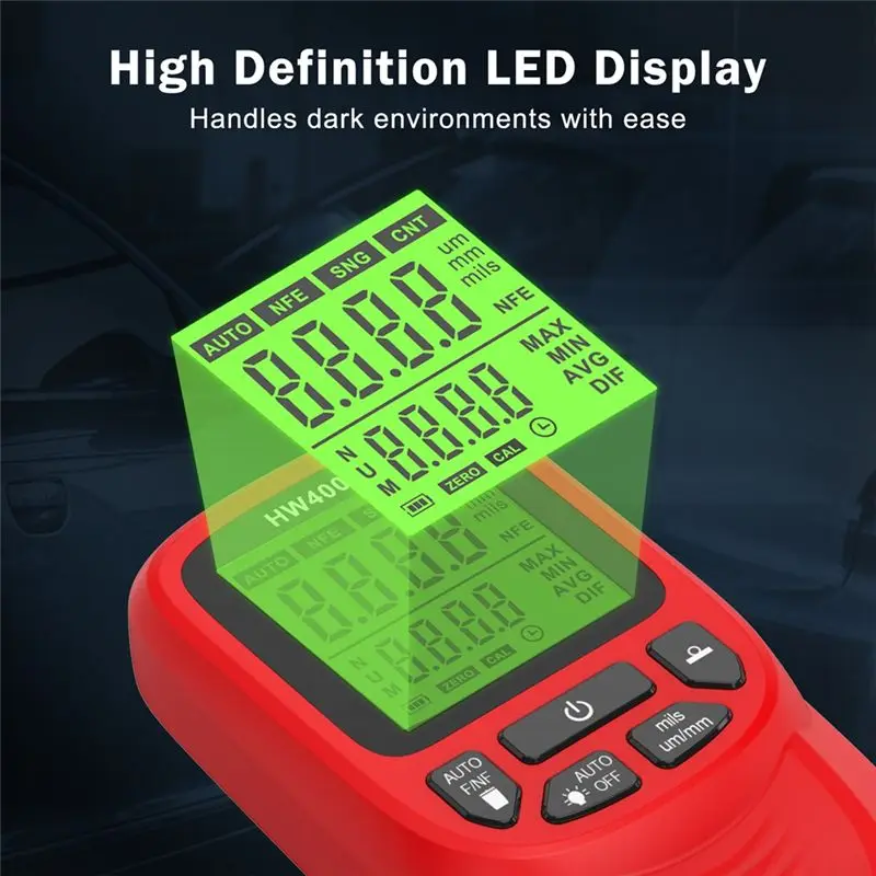 Digital Car Paint Thickness Gauge HW400S Coating Thickness Meter Automotive Coating Measurement Device-ABQF