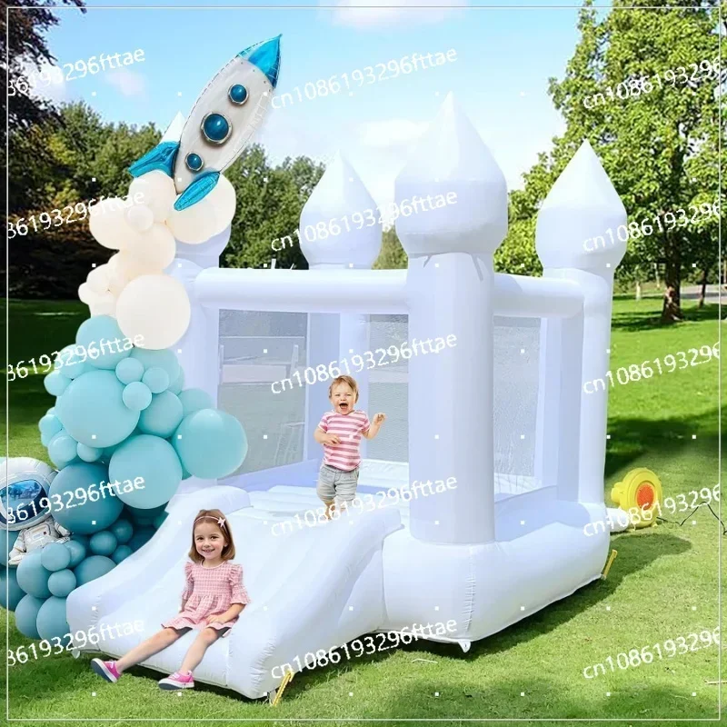 2-6 Outdoor Toddlers Oxford Bouncy Castle with Slide & Blower,103 X 71 X 90 White Bounce House Indoor Bounce House for Kids