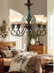 2024 European Retro Ceramic Chandelier Living Room Bedroom Dining Room Creative American Glass Lampshade Lamps Household Lamps