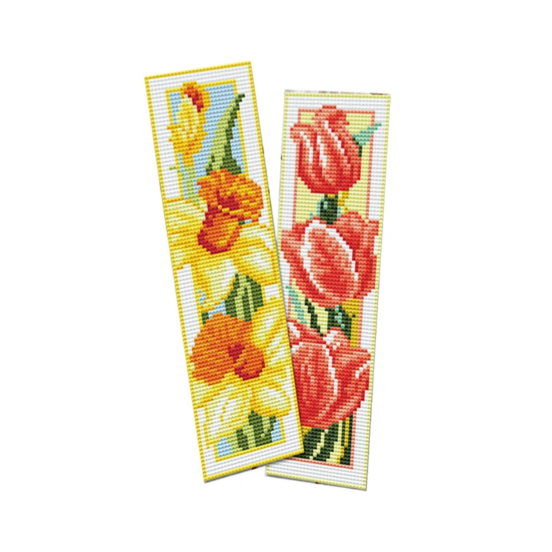 Cross Stitch Bookmarks Animal Flower Patterns Handmade Embroidery Fabric Needlework Crafts Cross Stitch Kits   Flowers