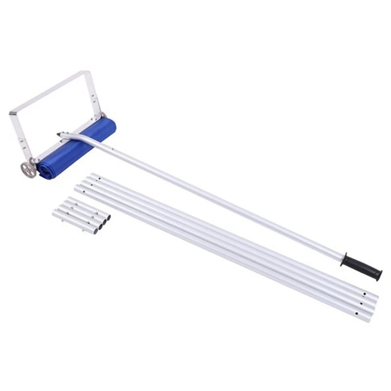 Adjustable Handle Roof Snow Shovel 6.1-Meter Lightweight Wheeled Roof Snow Rake with Oxford Cloth Snow Scraper