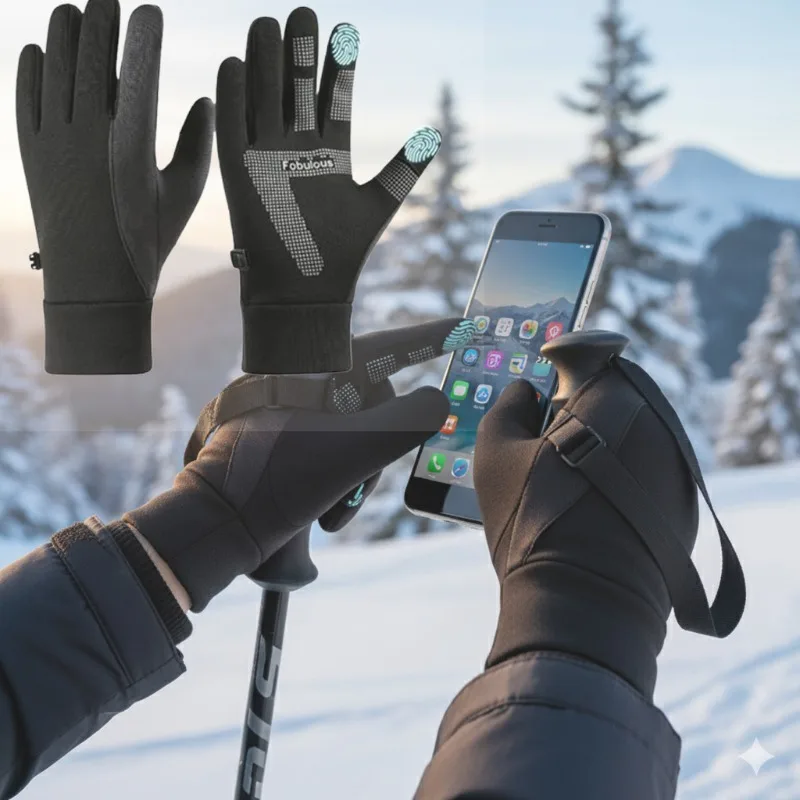 Gants d'hiver pour hommes, coupe-vent, imperméables, antidérapants, doublés en polaire, pour écran tactile, pour cyclisme en plein air, randonnée et temps froid