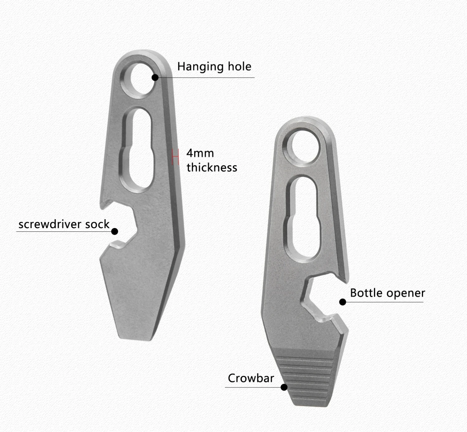 TC4 Titanlegierung Brecheisen Flaschenöffner Schraubendreher EDC Multifunktionswerkzeug Schraubenschlüssel Handwerkzeug für Outdoor und Camping – Detail 2