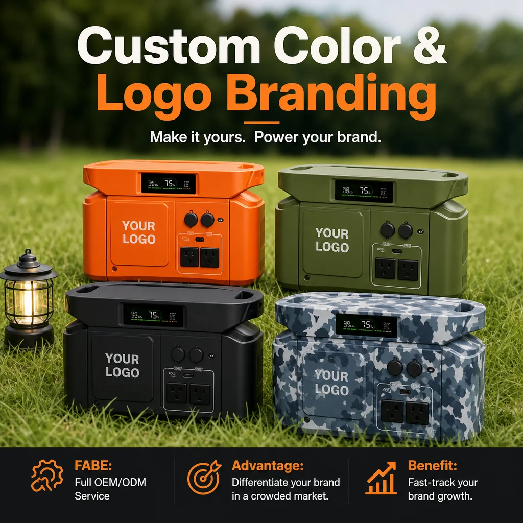 Customized Color Factory Wholesale Private Label. Solar Generator Portable Power Station LiFePO4 Pure Sine Wave Outdoor Camping