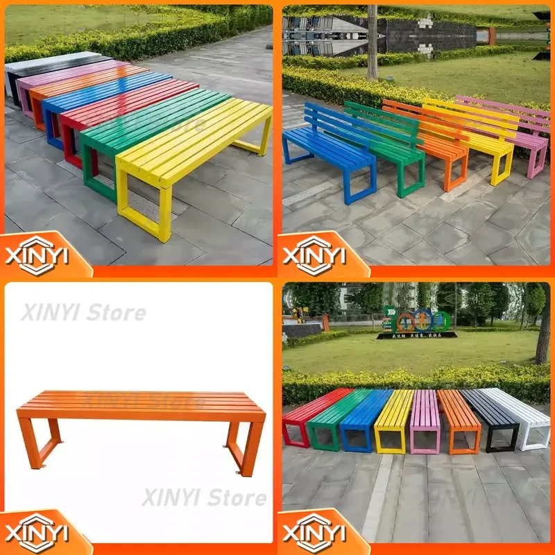 for Park Outdoor Chair Preservative Wood Bench Badminton Hall Shopping Mall Leisure Back Seat