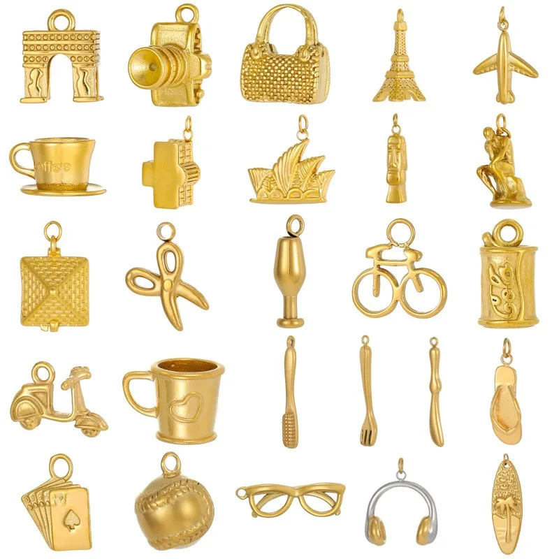 Matte Gold Alloy Mixed 3D Charms Mini Stereo Pendants Findings for DIY Earring Necklace Bracelet Handmade Jewelry Making ****