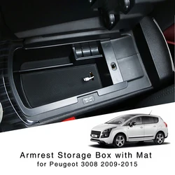 Armrest Storage Box Holder for Peugeot 3008 2009 2010 2011 2012 2013 2014 2015 Interior Organizer Central Console Glove Tray